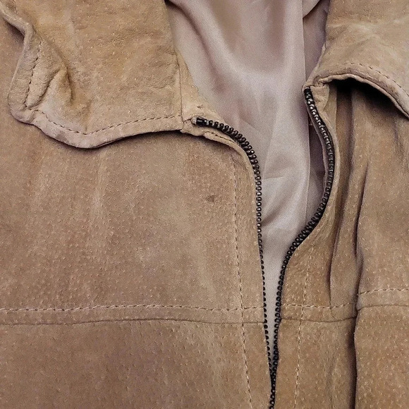 Boston Harbor Mens XXL Tan Lined Full Zip Leather Jacket Western Warm Casual - Picture 7 of 12